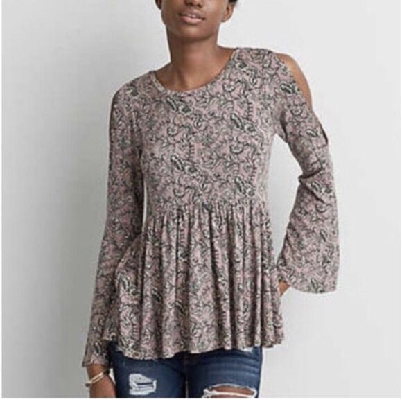 American Eagle Soft and Sexy Open Shoulder Blouse XS - Picture 1 of 11